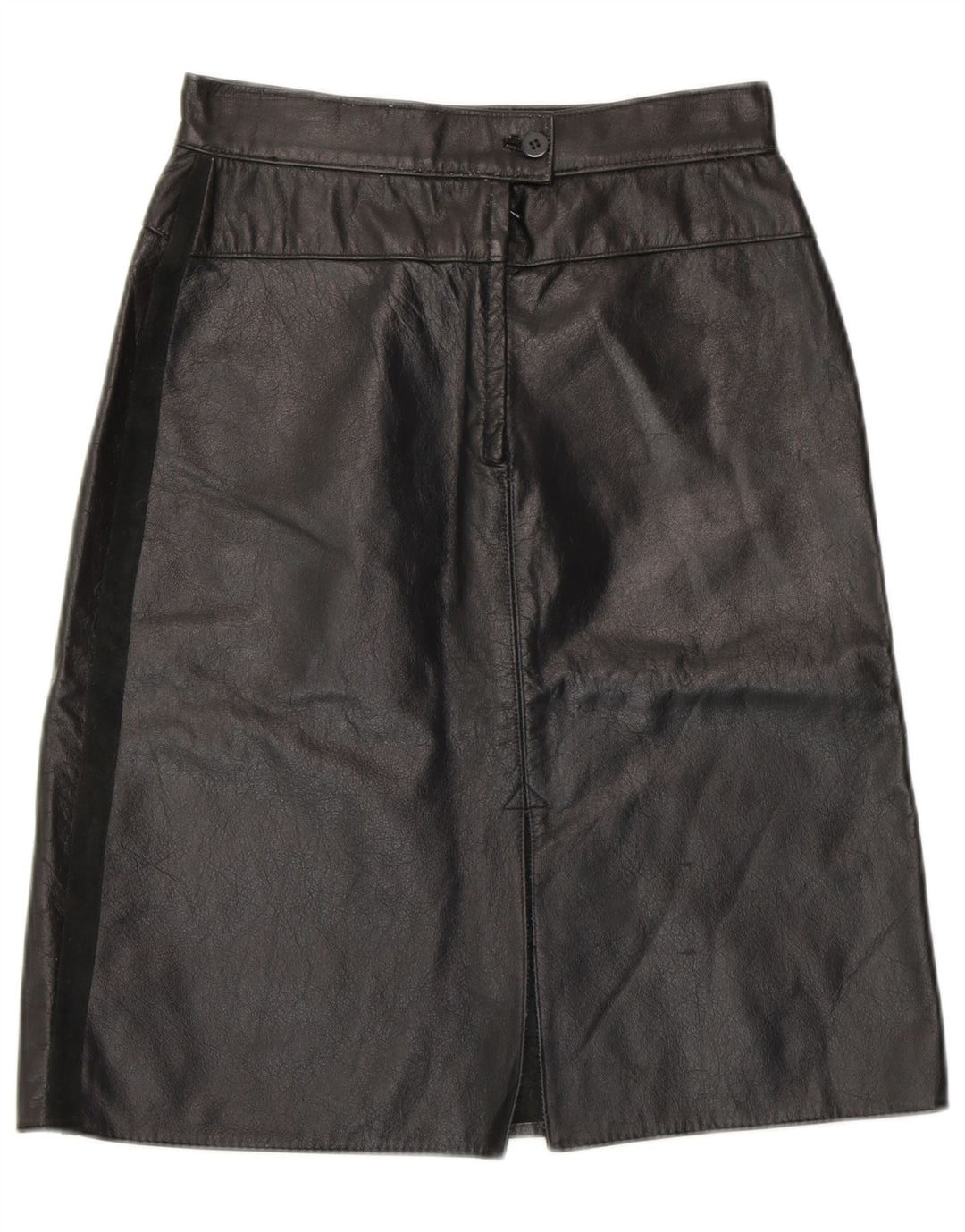 VINTAGE Falda de cuero para mujer W26 Pequeño Negro