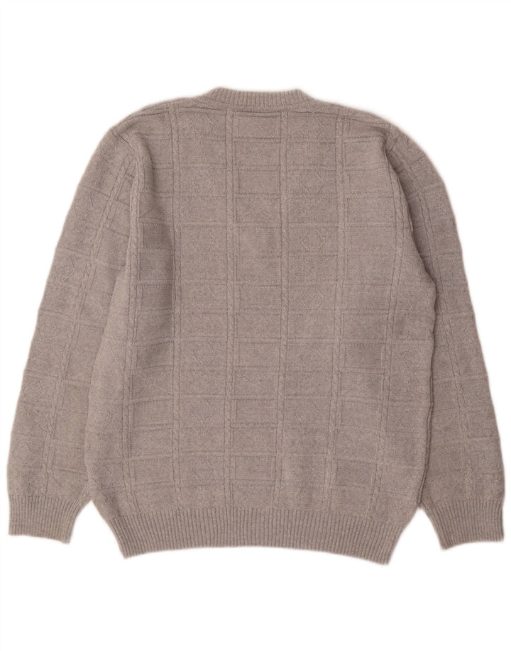 Vintage hombres V-cuello jumper suéter IT 50 gris medio poliacrílico