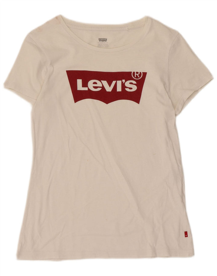 Levi's Camiseta gráfica para mujer Top UK 10 Small White