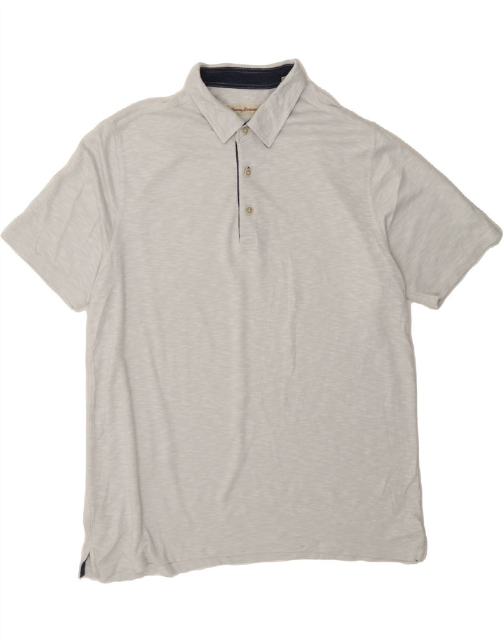 TOMMY BAHAMA Mens Polo Shirt Large Grey Flecked Modal Vintage Tommy Bahama and Second-Hand Tommy Bahama from Messina Hembry 