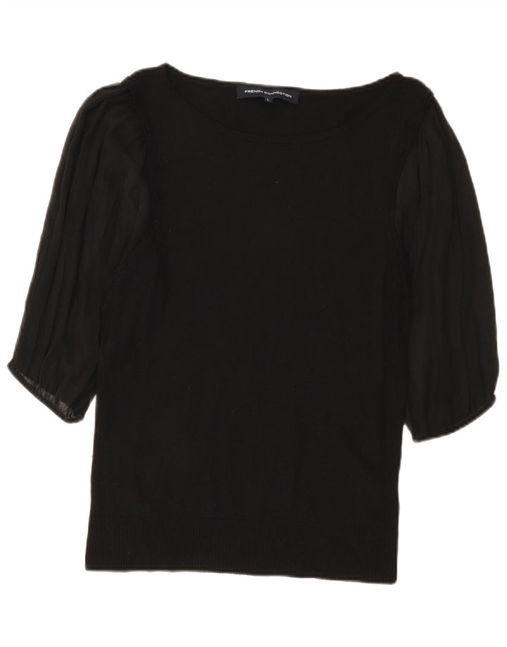 French Connection Top para mujer manga 3/4 UK 44 Large Viscosa negra