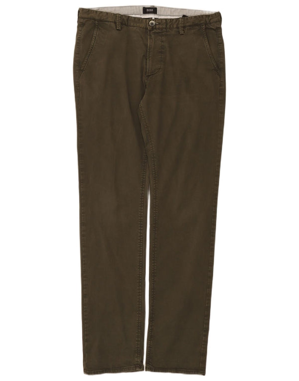 Hugo Boss Pantalones chinos delgados para hombre IT 48 Medium W32 L32 Algodón caqui