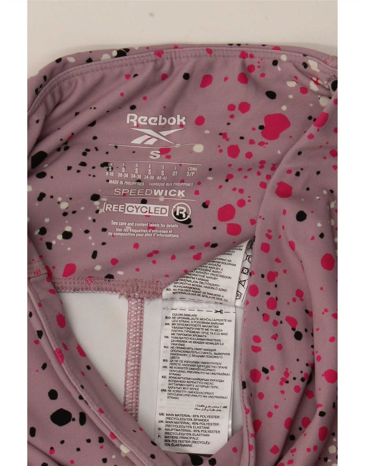 Reebok Leggings Speedwick para mujer UK 8/10 Small Pink Spotted Poliéster