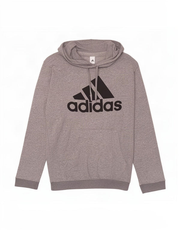 Adidas Hombre Sudadera Con Capucha Gráfica Jersey De Algodón Moteado Gris Medio