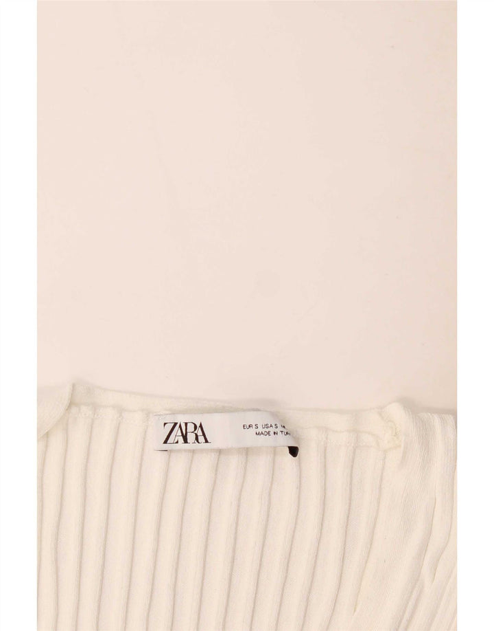 Zara Mujer Chaleco Top UK 8 Small Blanco