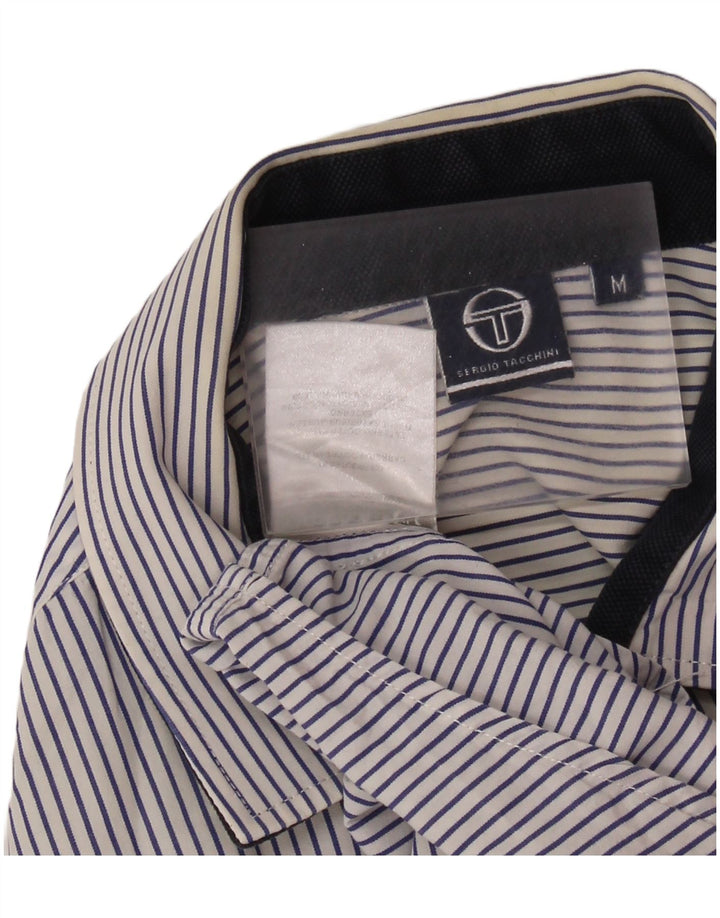 SERGIO TACCHINI Camisa Manga Corta Hombre Algodón Rayas Azul Marino Medio