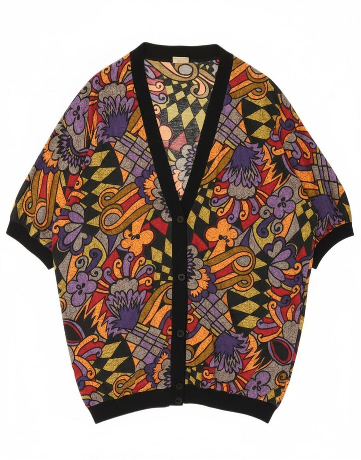 Vintage mujer oversized Cardigan Top Reino Unido 16 Grande multicolor geométrico