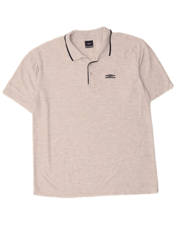Umbro Mens Polo Shirt XL Grey Striped Cotton