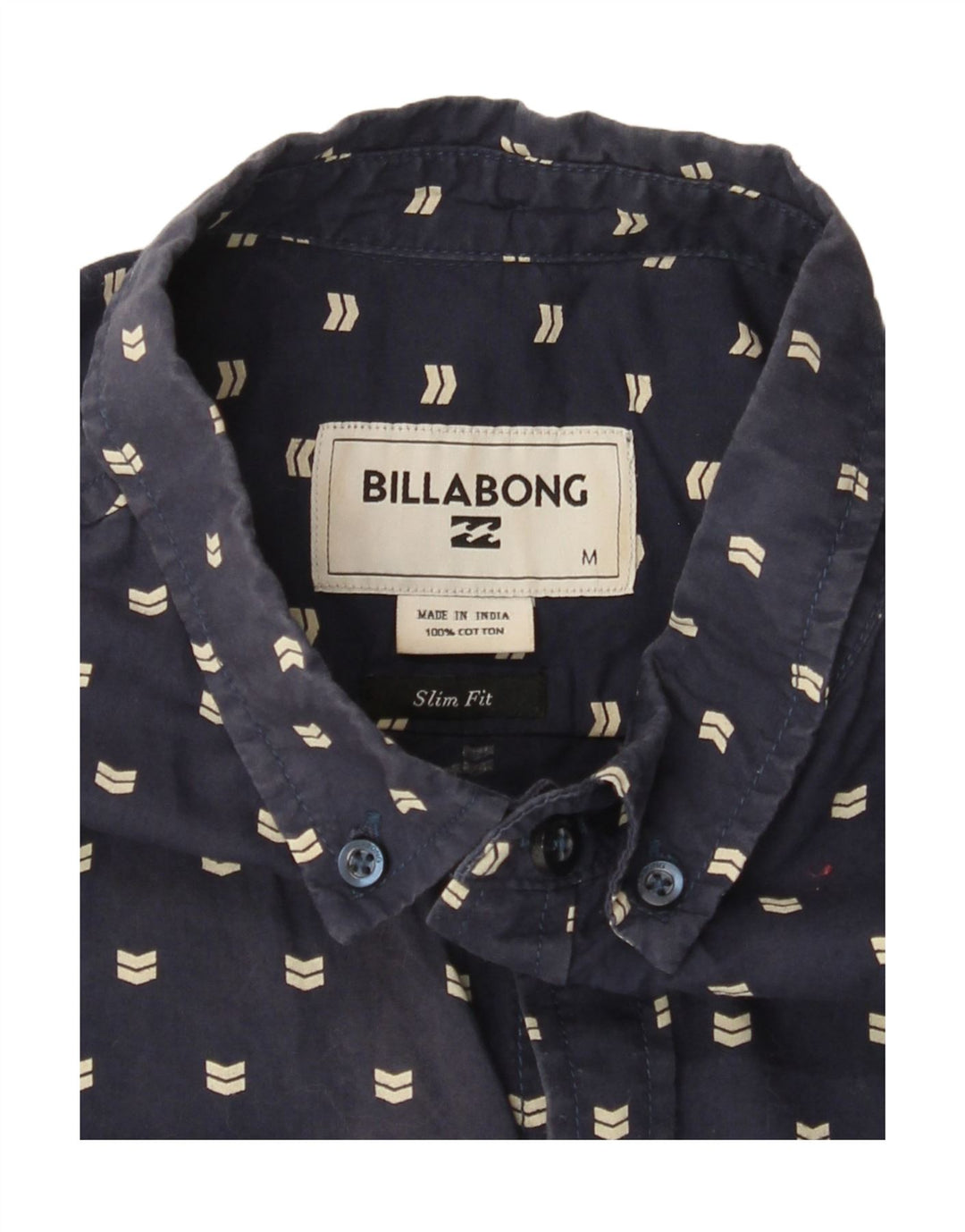 BILLABONG Camisa de manga corta slim fit de algodón con lunares en azul marino mediano