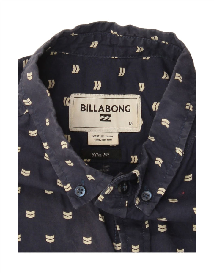 BILLABONG Camisa de manga corta slim fit de algodón con lunares en azul marino mediano