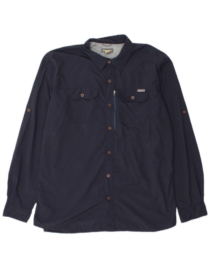 Eddie Bauer Camisa de viaje para hombre grande Nylon azul marino