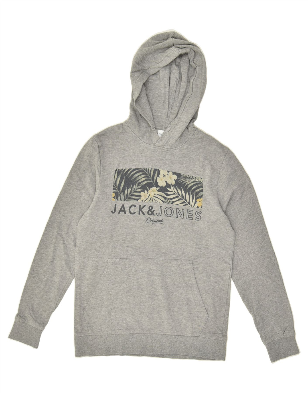 JACK & JONES Mens Graphic Hoodie Jumper Medium Grey Cotton | Vintage Jack & Jones | Thrift | Second-Hand Jack & Jones | Used Clothing | Messina Hembry 