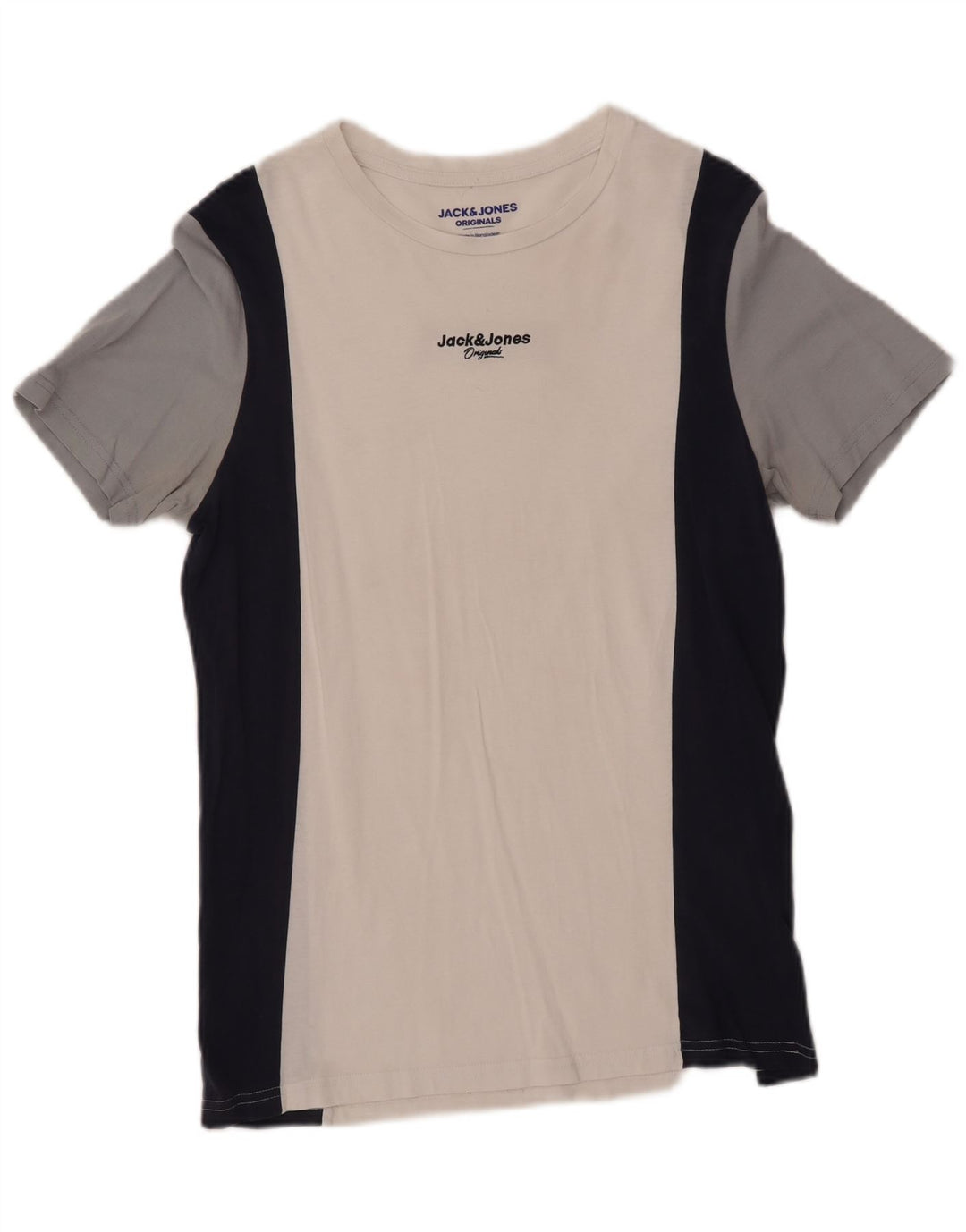 JACK & JONES Hombre Originals Camiseta Top Small Blanco Colorblock Algodón
