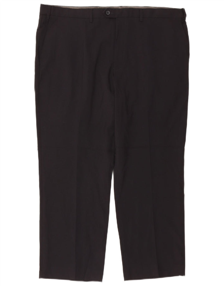 MARKS & SPENCER Pantalón de traje de corte regular para hombre W42 L29 Poliéster azul marino
