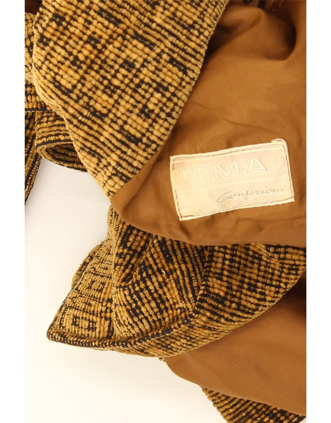 Vintage hombres chaqueta militar Reino Unido 38 medio beige geométrico