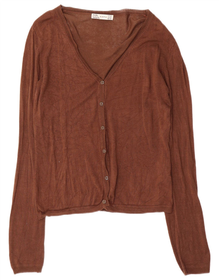 Zara Mujer Cárdigan Suéter UK 46 Grande Rayón Marrón