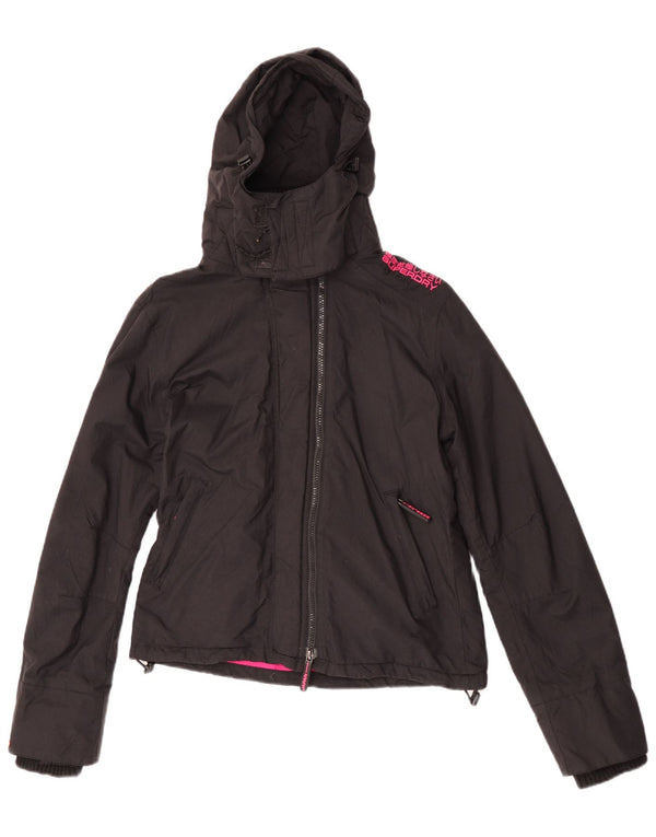 Superdry Chaqueta Cortavientos Con Capucha Para Mujer UK 44 Medium Black Nylon