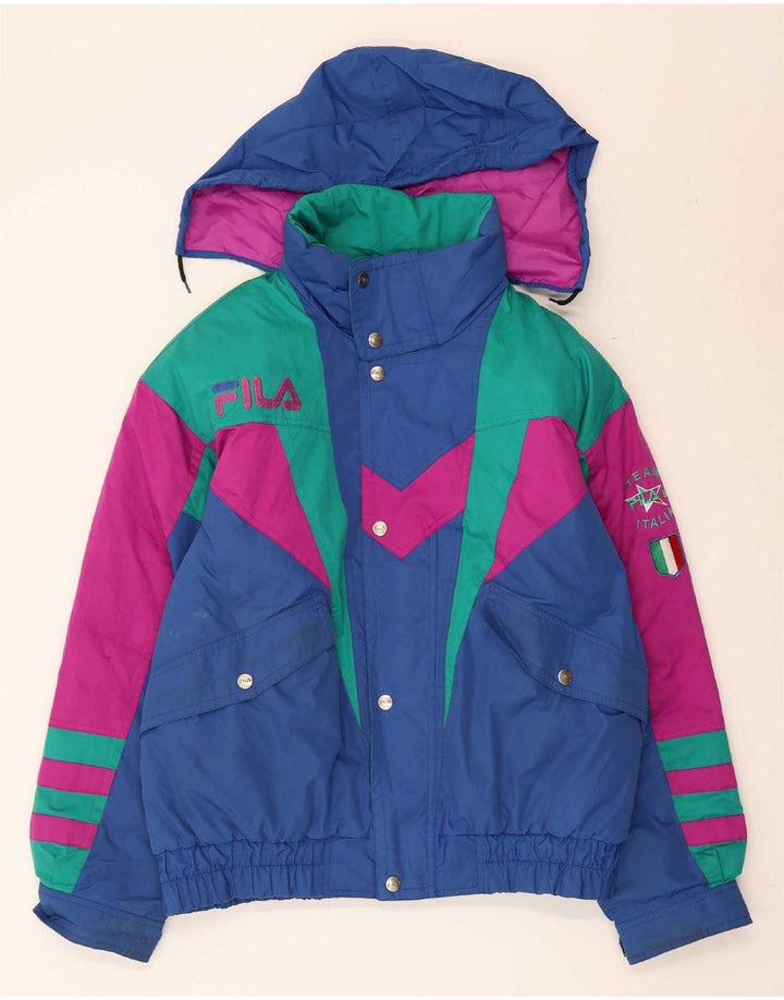 Fila Chaqueta de esquí con capucha gráfica para hombre Reino Unido 40 Poliéster color azul medio