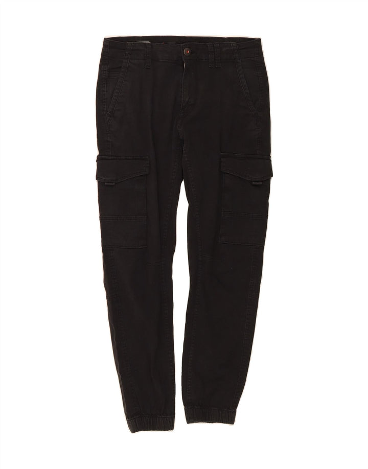 JACK & JONES Mens Cargo Cropped Trousers W29 L26 Black Vintage Jack & Jones and Second-Hand Jack & Jones from Messina Hembry 