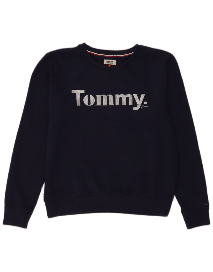 Tommy Hilfiger Sudadera gráfica para mujer Jumper UK 14 Medium Azul marino