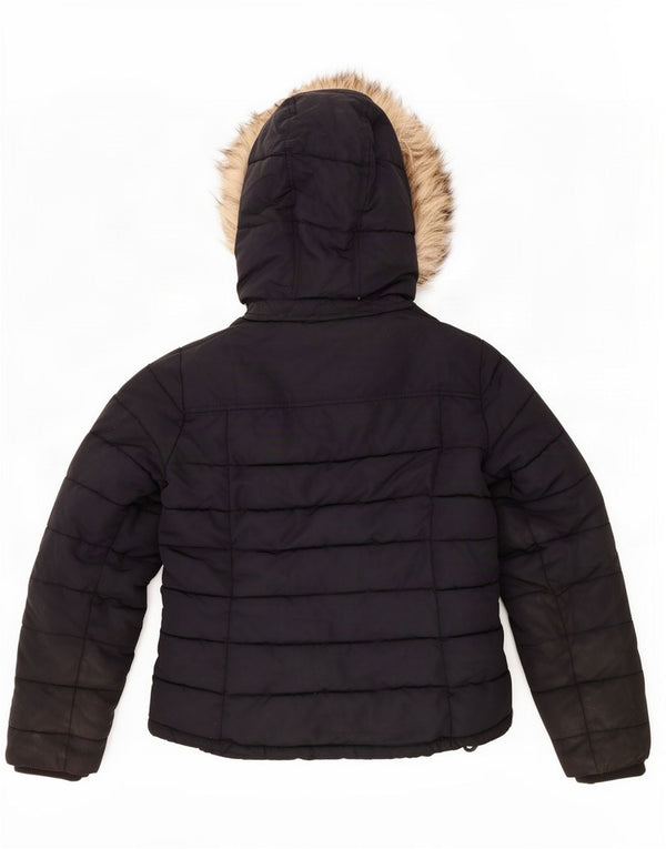 Topshop Chaqueta acolchada con capucha para mujer UK 40 Mediana Poliéster negro