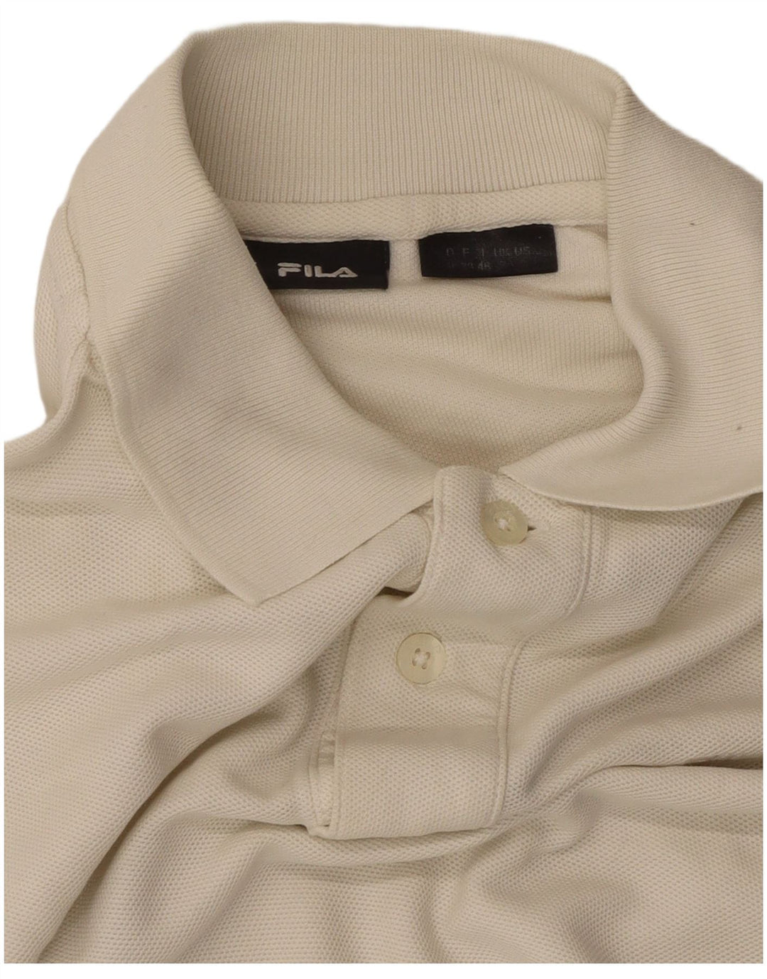 FILA Polo para hombre pequeño blanco roto