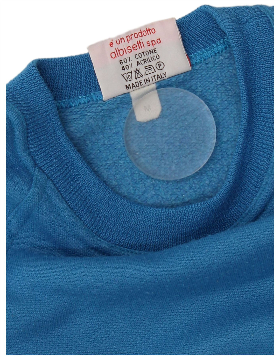 Vintage hombres sudadera gráfica jumper medio azul algodón retro