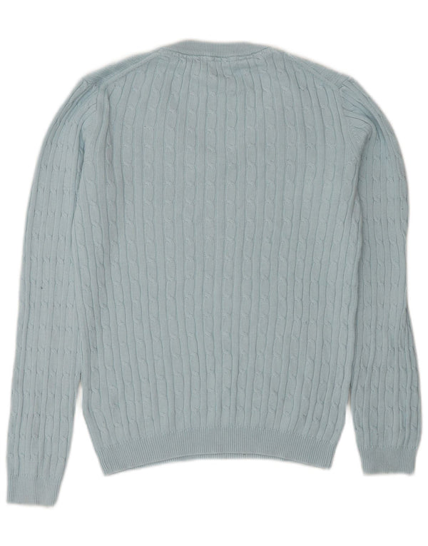 Crew Clothing Suéter con cuello en V para mujer UK 10 Small Blue Cotton
