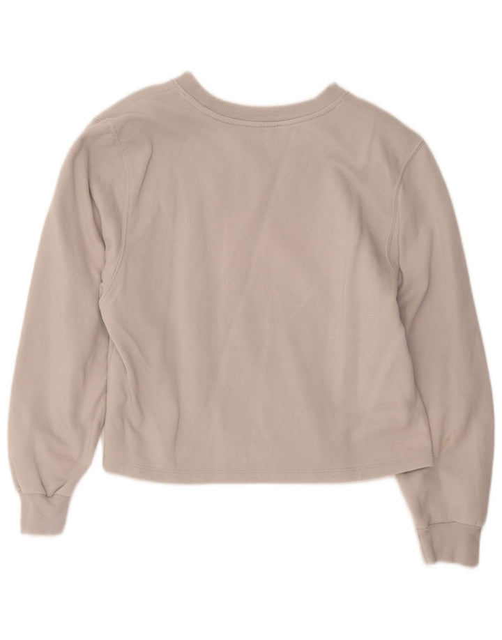 Zara Mujer Crop Sudadera Jumper UK 44 Algodón Gris Medio
