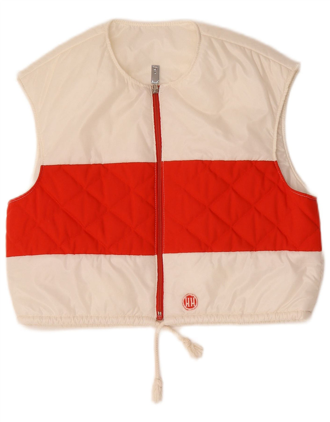 Vintage mujer crop oversized acolchado gilet EU 36 pequeño bloque de color blanco