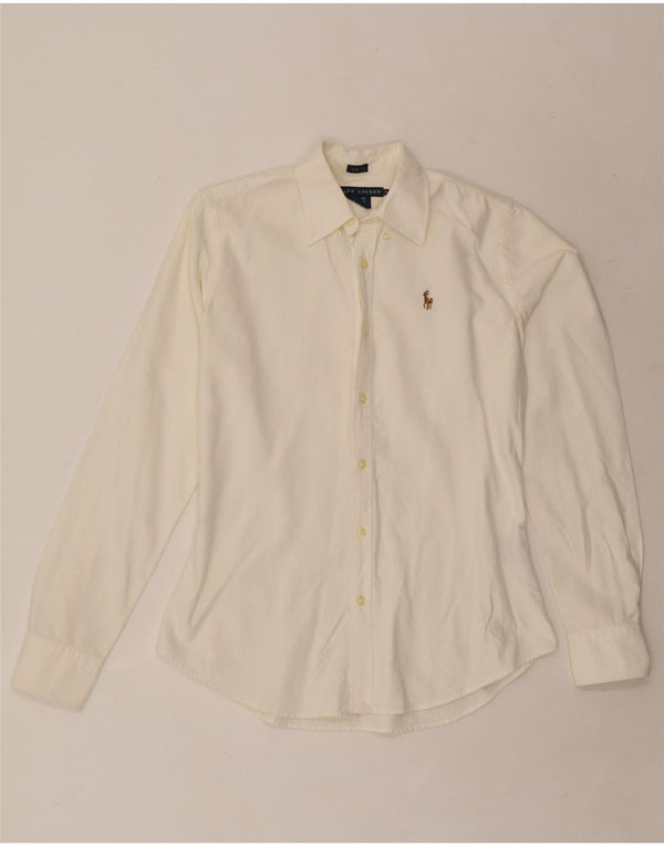 Ralph Lauren Camisa Slim Fit para Mujer US 4 Small Off White Cotton