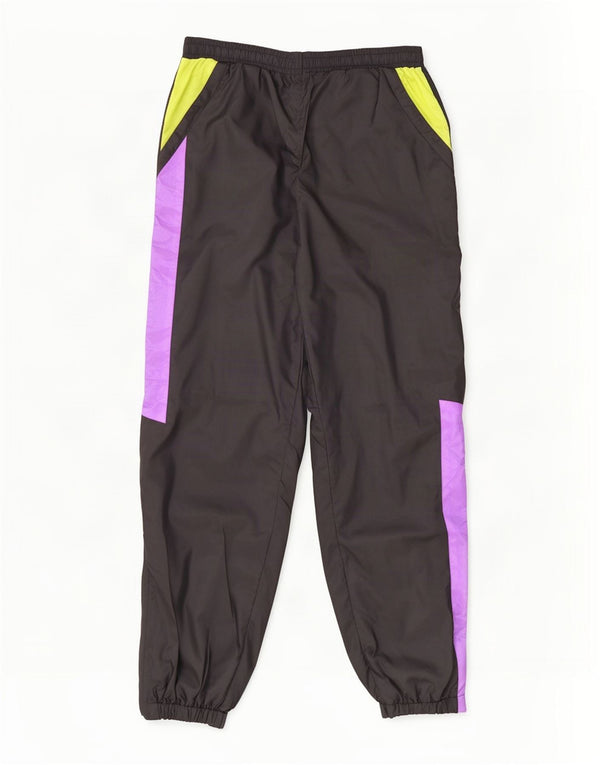 Vintage Hombre Chándal Pantalones Joggers Medio Negro Colorblock Nylon