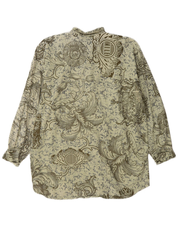 Camisa vintage para hombre grande verde paisley algodón