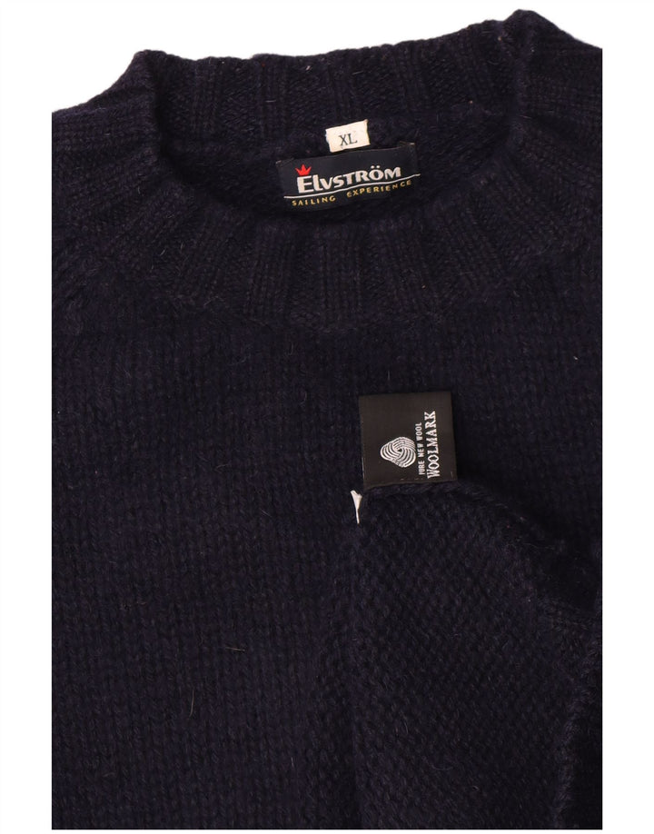 Elvstrom Jersey con Cuello Alto para Hombre XL Lana Azul Marino
