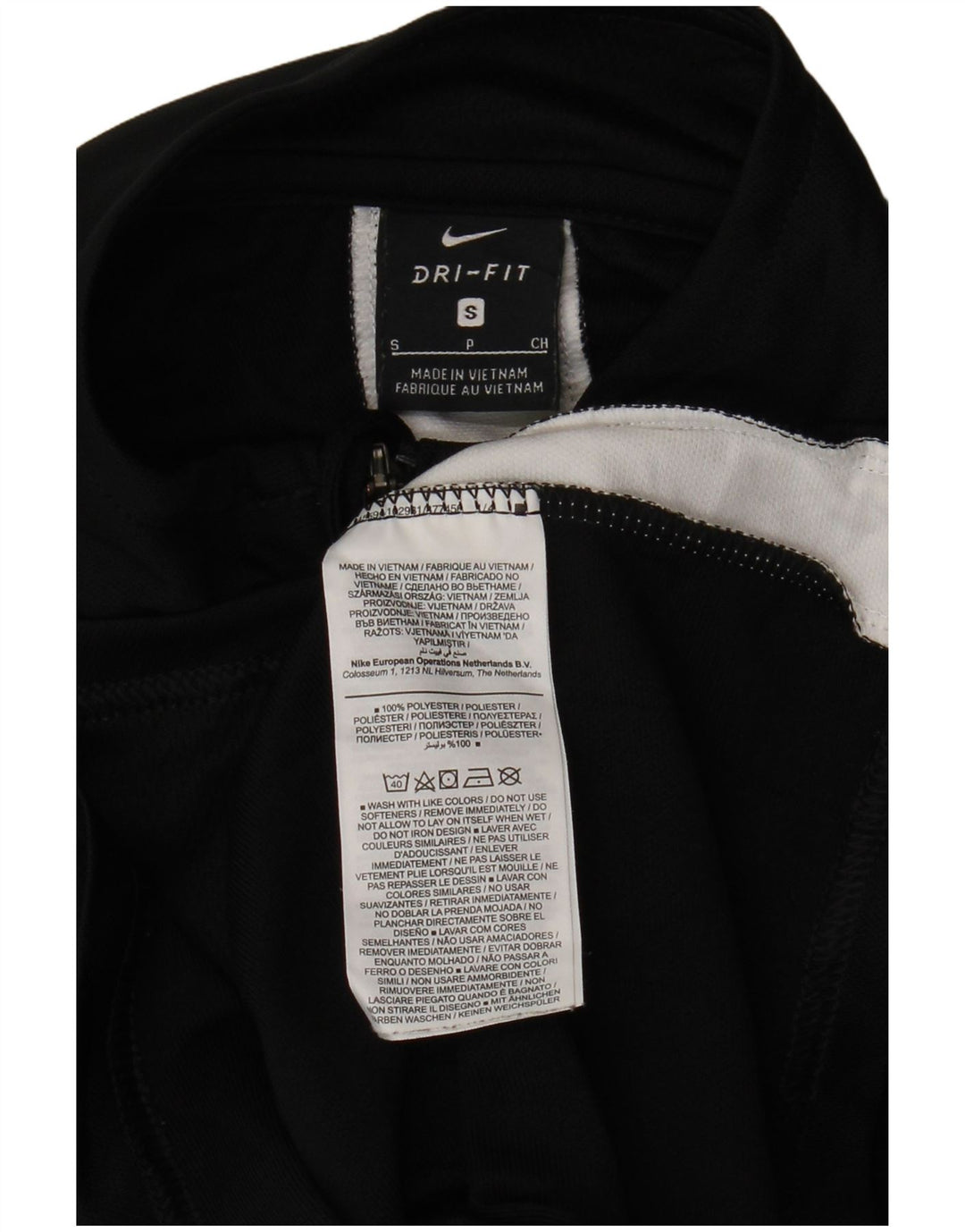 NIKE Hombre Dri Fit Chándal Top Chaqueta Pequeña Negro Colorblock Poliéster