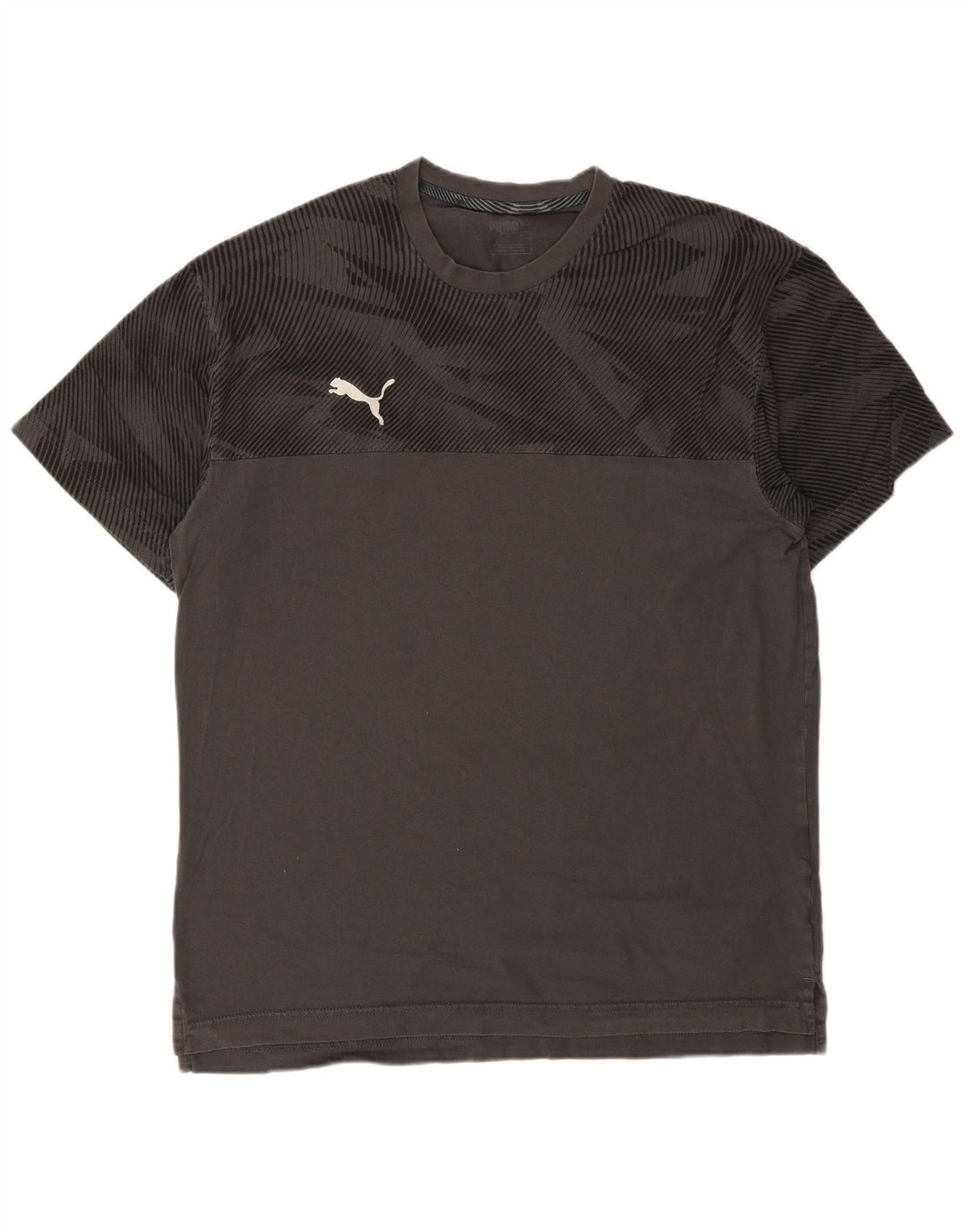Camiseta Puma Hombre Top Large Gris Geométrico Algodón