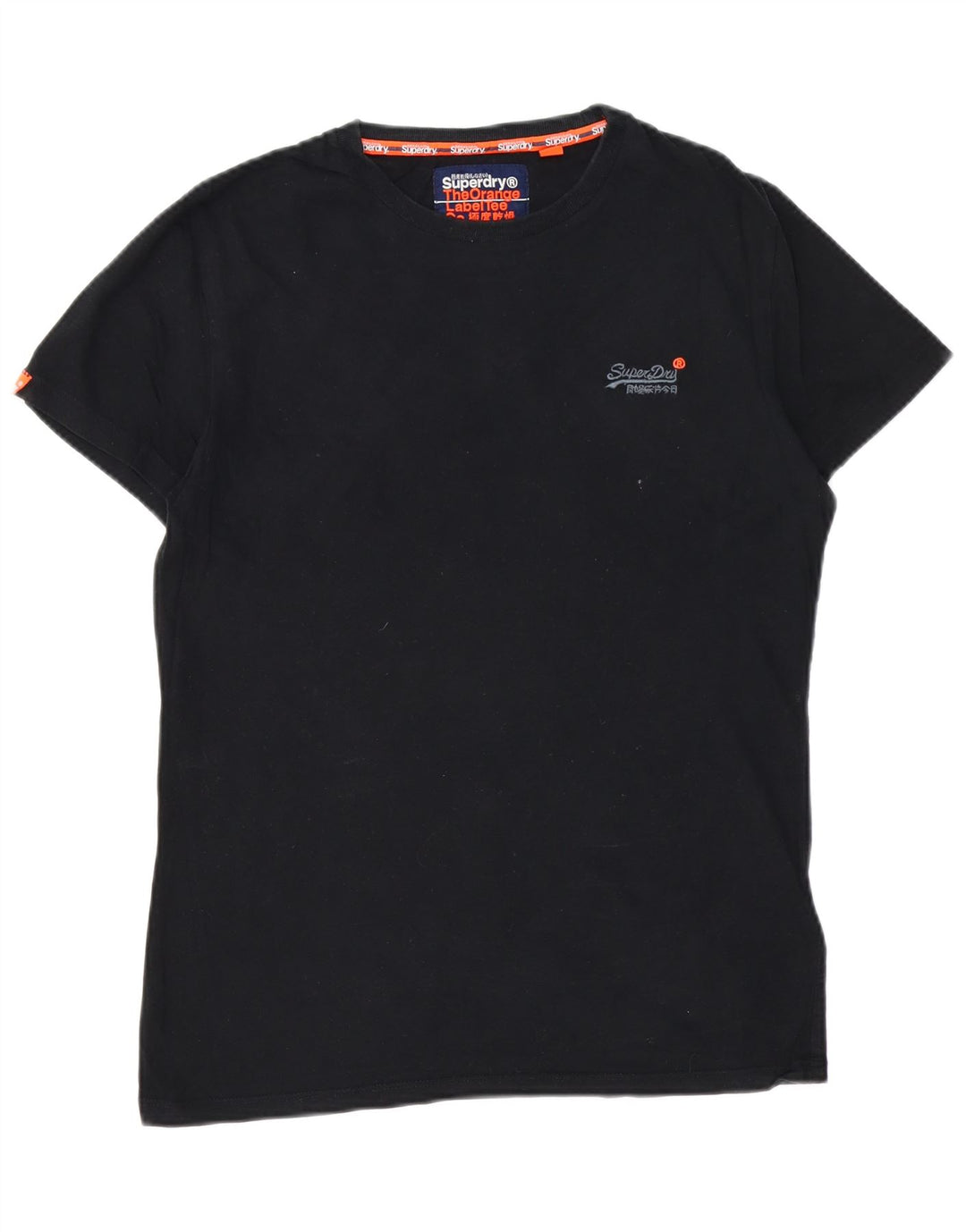 SUPERDRY Hombre Camiseta Top Medium Negro Algodón