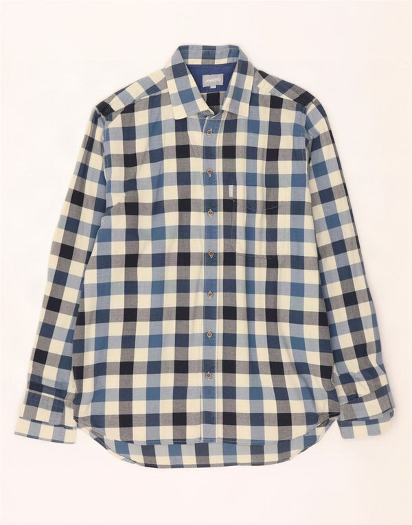 Musto Camisa de franela para hombre Talla 16 1/2 Algodón a cuadros azul grande