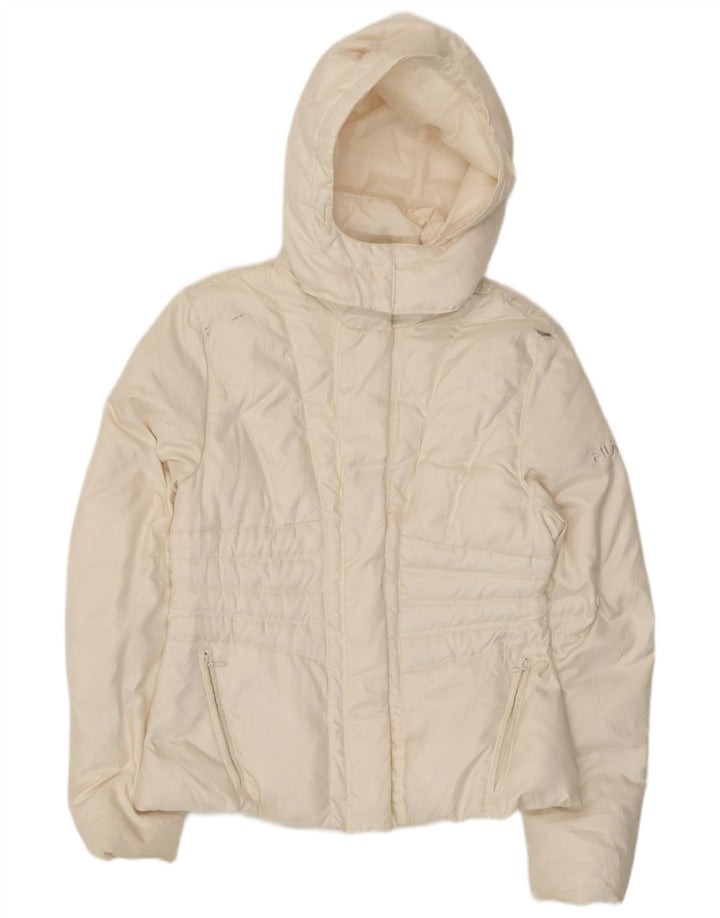 Fila Chaqueta acolchada con capucha para mujer UK 44 Poliéster blanco grande