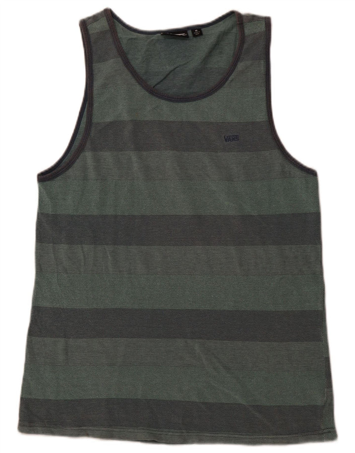 VANS Mens Vest Top Medium Green Striped Cotton