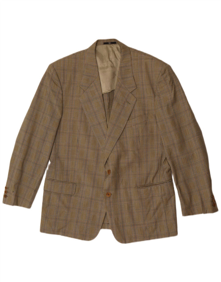 Valentino Chaqueta tipo blazer de 2 botones para hombre IT 56 3XL Pata de gallo beige