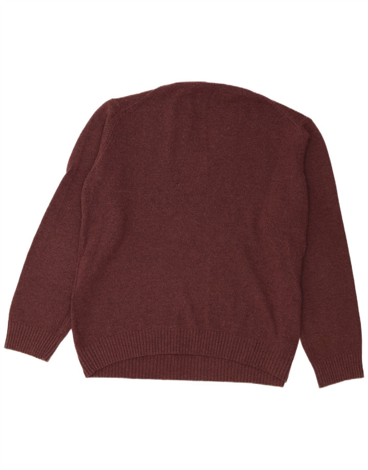 Marks & Spencer Jersey con cuello en V para hombre XL Lana burdeos