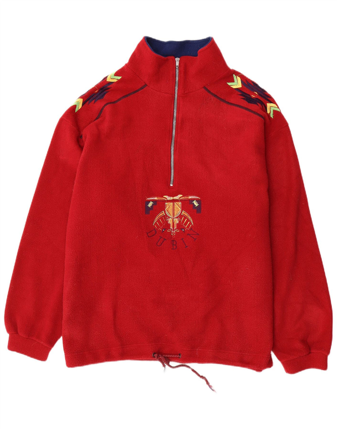 DUBIN Jersey de forro polar con cuello con cremallera y ajuste holgado para hombre Poliéster rojo grande