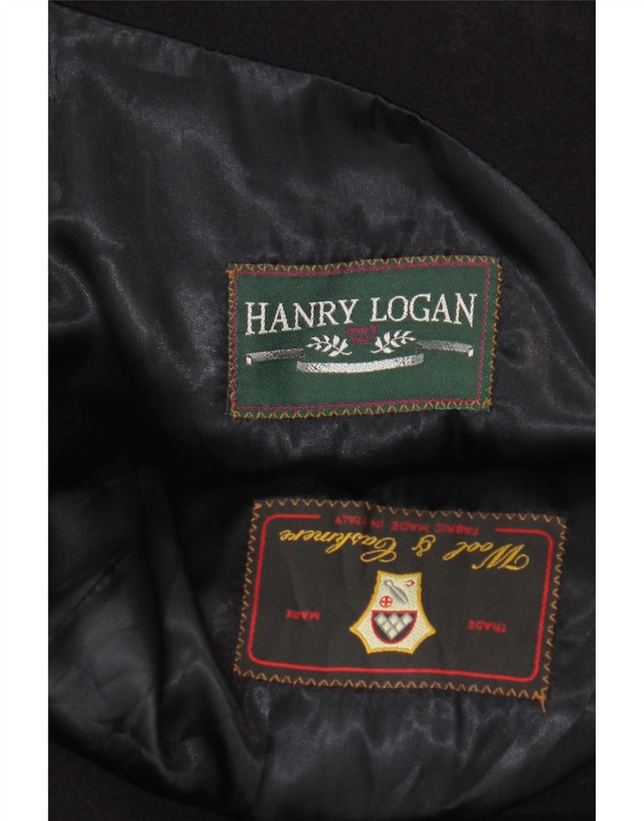 VINTAGE Abrigo para hombre Reino Unido 40 Lana azul marino grande