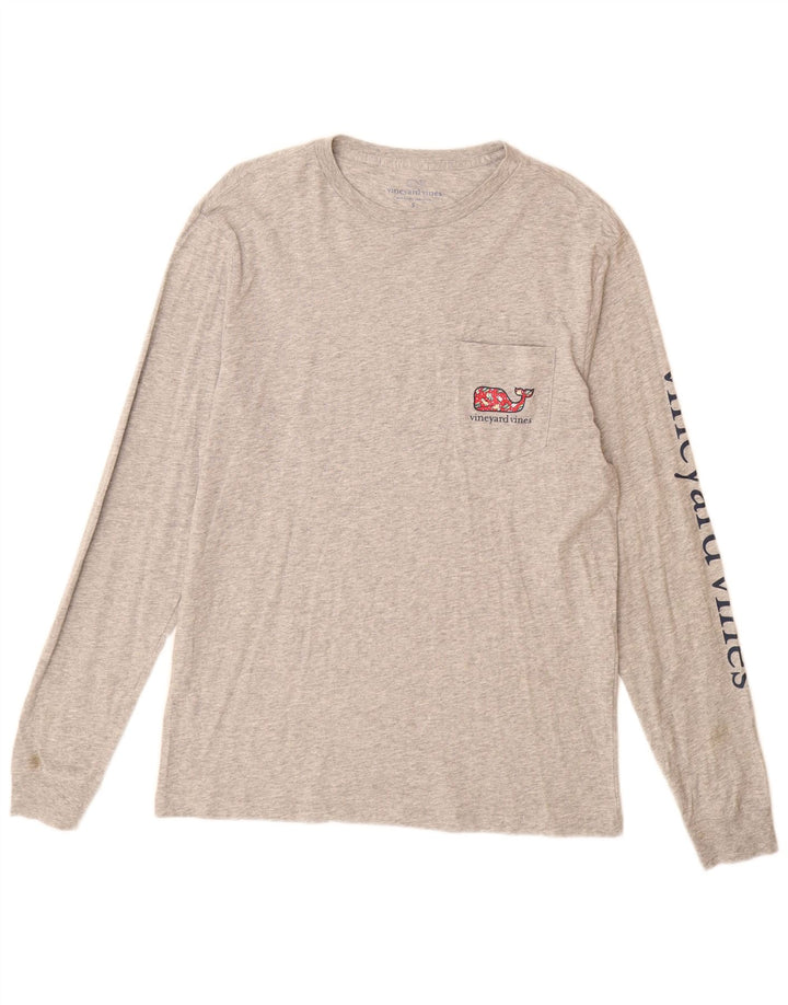 Vineyard Vines Top gráfico para hombre manga larga algodón gris pequeño