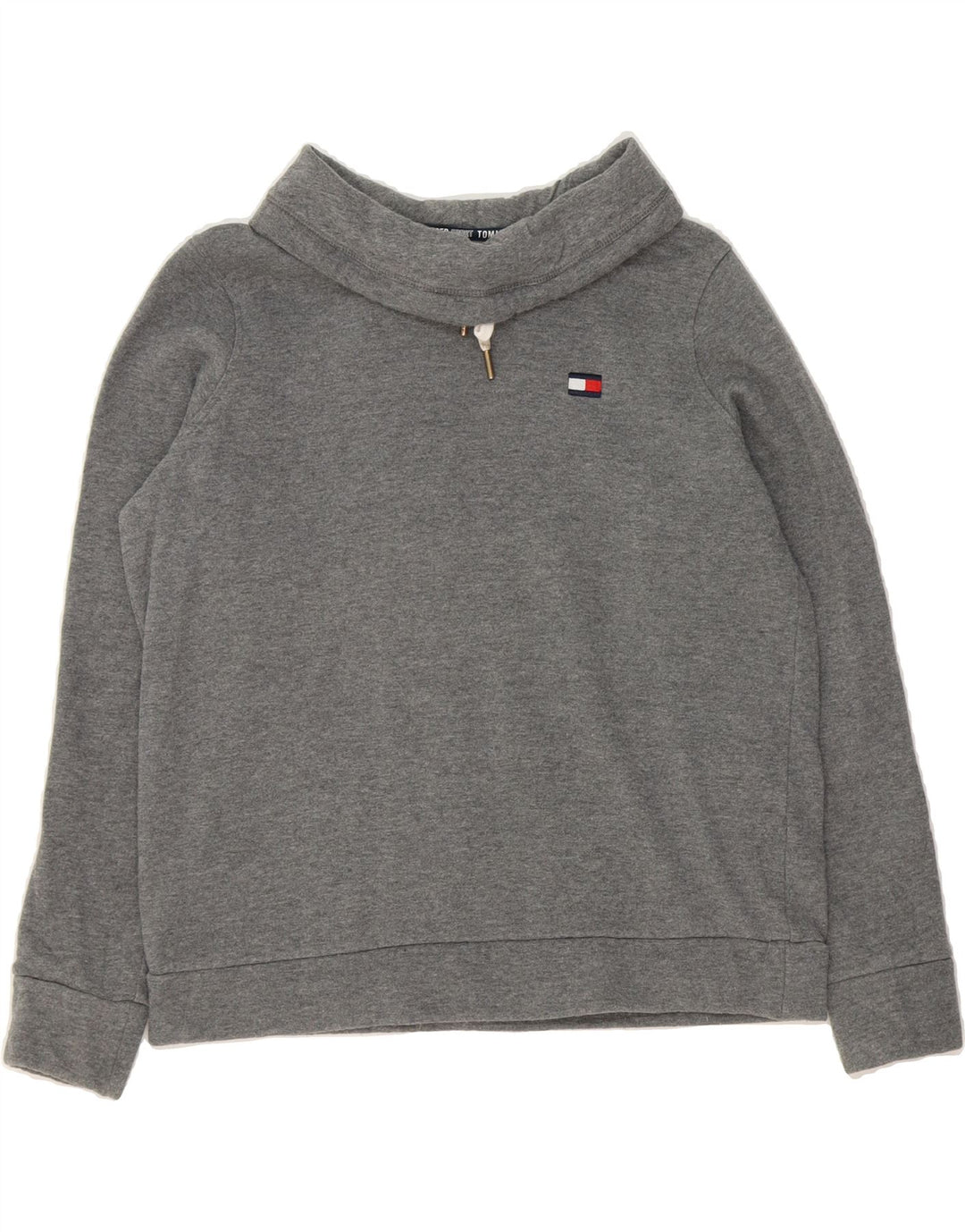 TOMMY HILFIGER Womens Oversized Sweatshirt Jumper UK 14 Medium Grey Vintage Tommy Hilfiger and Second-Hand Tommy Hilfiger from Messina Hembry 