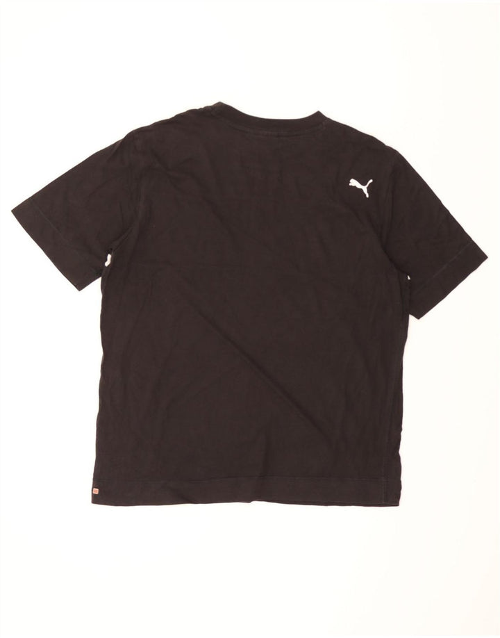 PUMA Mens Graphic T-Shirt Top Medium Black Colourblock Cotton Vintage Puma and Second-Hand Puma from Messina Hembry 