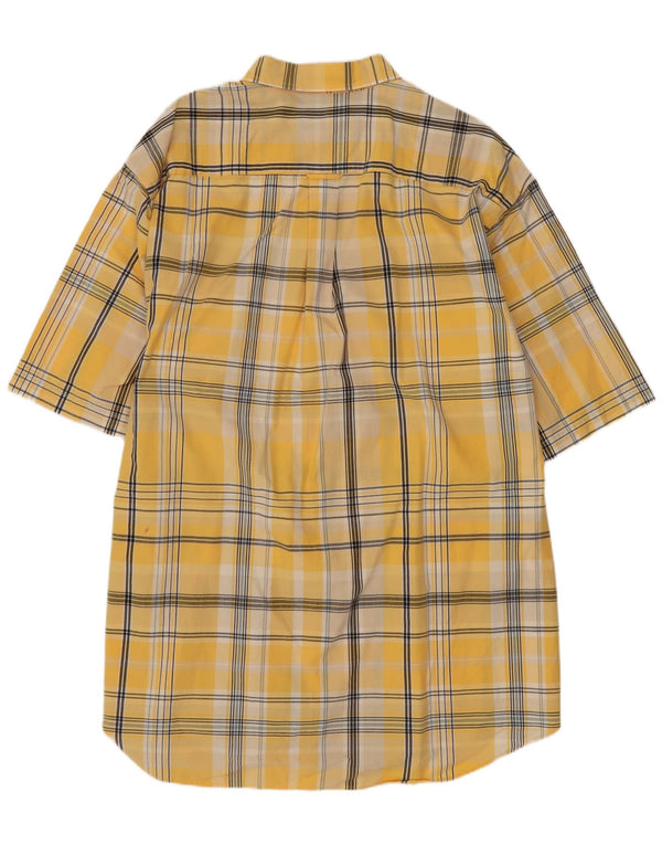 Nautica Camisa Manga Corta Hombre XL Algodón Cuadros Amarillos