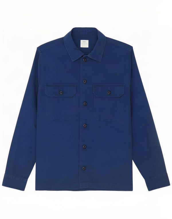 Marks & Spencer - Camisa para hombre, talla grande, algodón azul marino