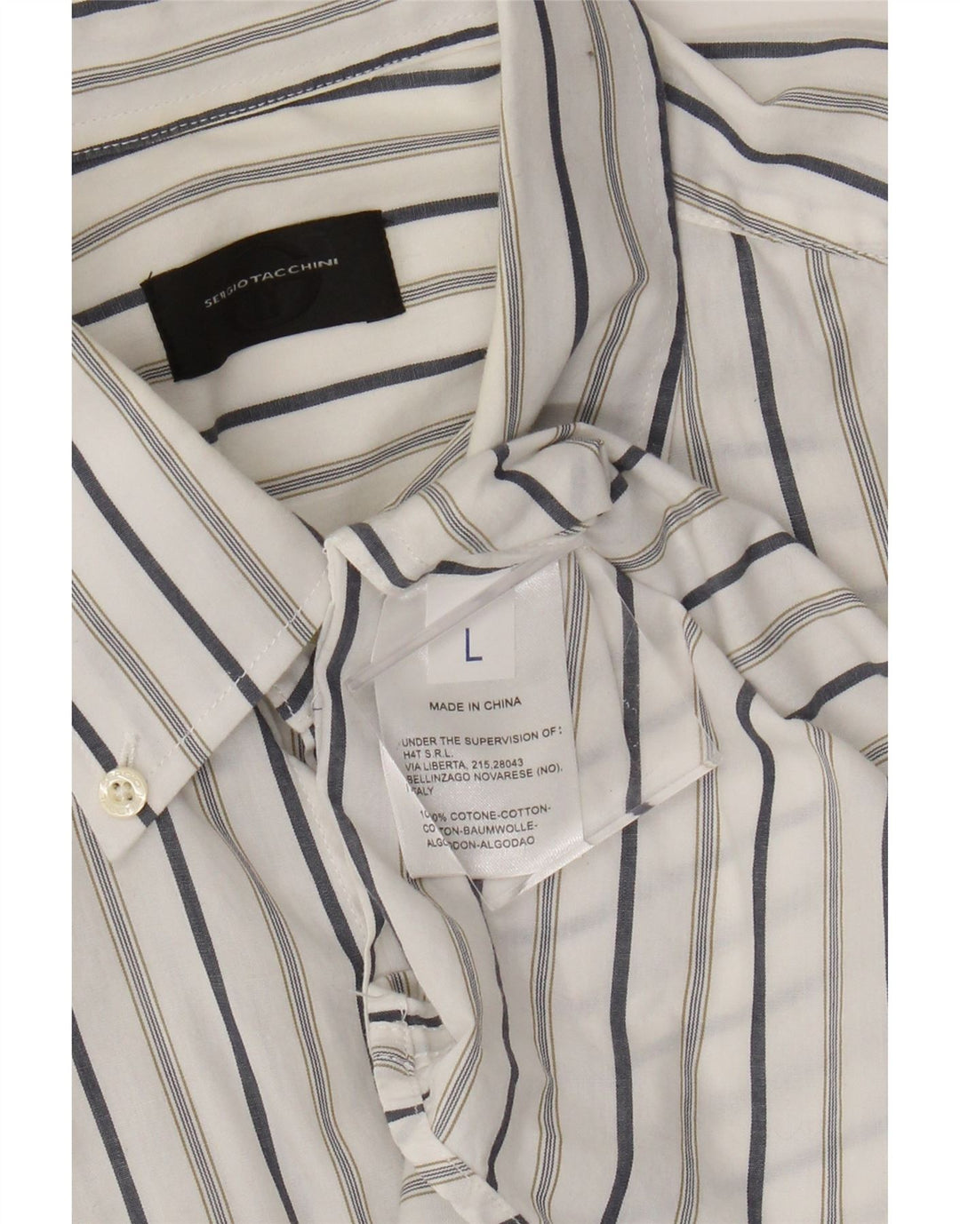 Sergio Tacchini Camisa Hombre Grande Algodón Rayas Blancas
